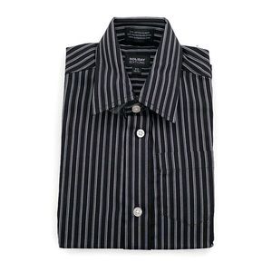 Holiday Editions (NEW) Long Sleeve Button Down Shirt Black w/ White Stripes S6/7